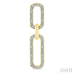 1/10 Ctw Bold Paperclip Round Cut Diamond Fashion Earrings in Yellow Gold Vermeil