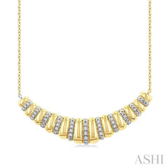1/10 Ctw Bold Puff Ribbed Curve Round Cut Diamond Fashion Pendant With Chain in Yellow Gold Vermeil