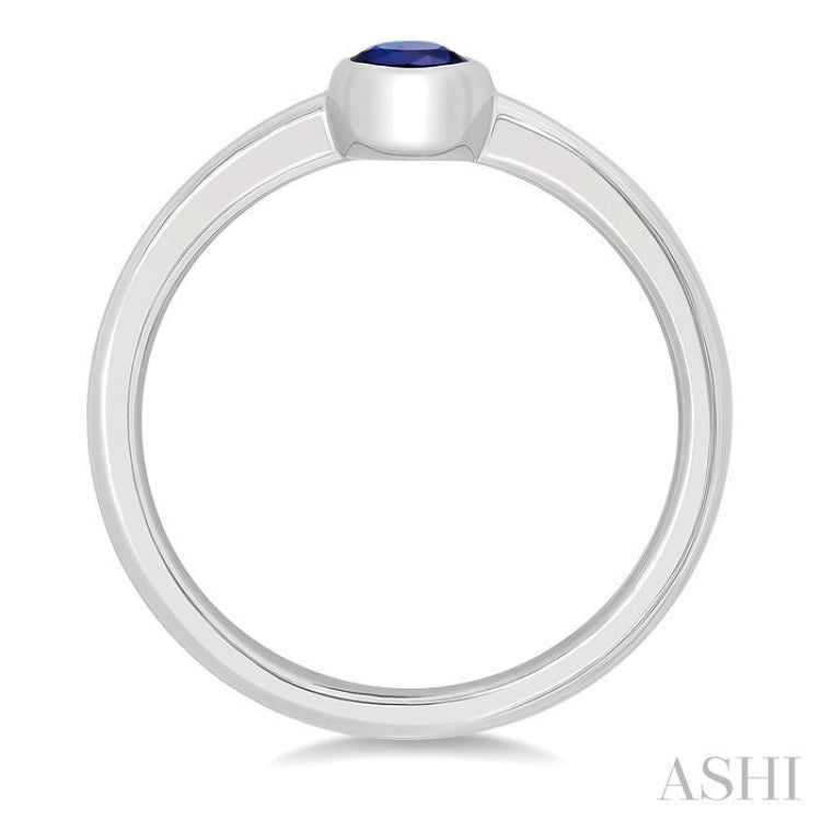 6X4 MM Oval Shape Sapphire Precious Solitaire Ring in 14K White Gold