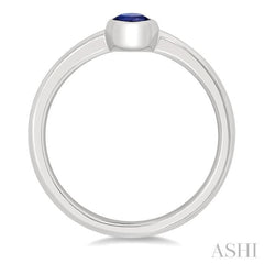 6X4 MM Oval Shape Sapphire Precious Solitaire Ring in 14K White Gold