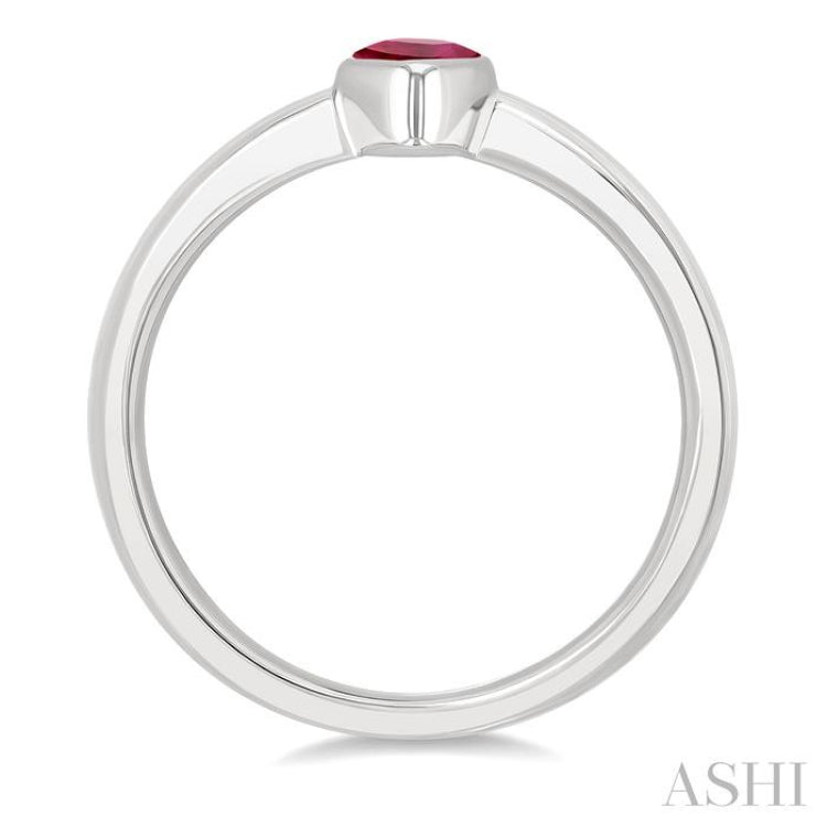 6X4 MM Pear Shape Ruby Precious Solitaire Ring in 14K White Gold