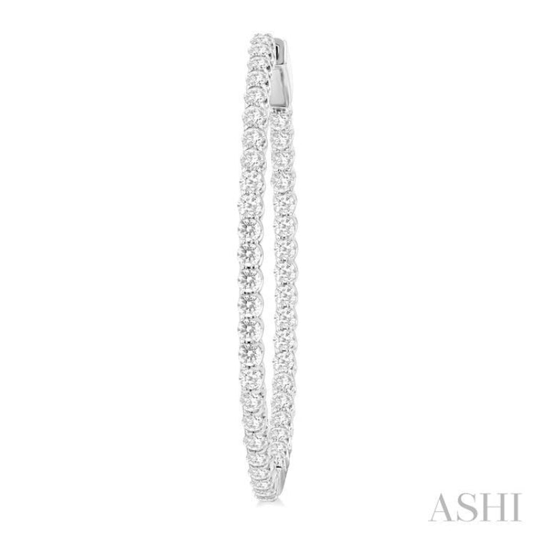 3 Ctw Inside & Outside Round Cut Diamond Hoop Earrings in 14K White Gold