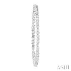 3 Ctw Inside & Outside Round Cut Diamond Hoop Earrings in 14K White Gold