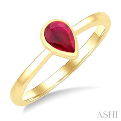 6X4 MM Pear Shape Ruby Precious Solitaire Ring in 14K Yellow Gold