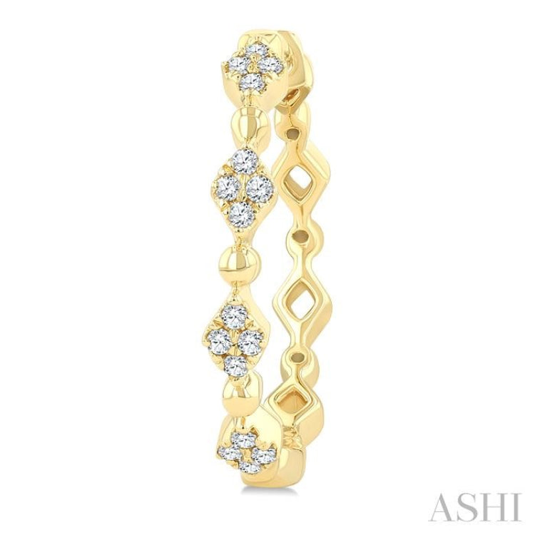 1/6 Ctw Kite Shape Motif and Ball Bead Link Round Cut Diamond Fashion Hoop Earring in 10K Yellow Gold