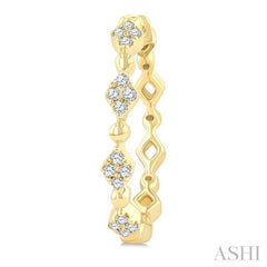 1/6 Ctw Kite Shape Motif and Ball Bead Link Round Cut Diamond Fashion Hoop Earring in 10K Yellow Gold