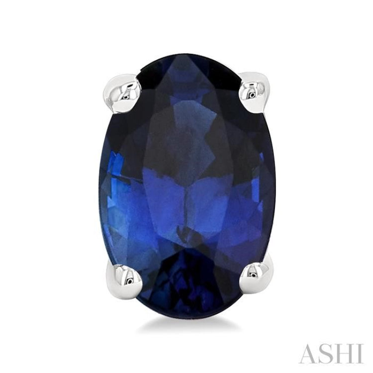 6X4MM Oval Cut Sapphire Precious Stud Earring in 14K White Gold