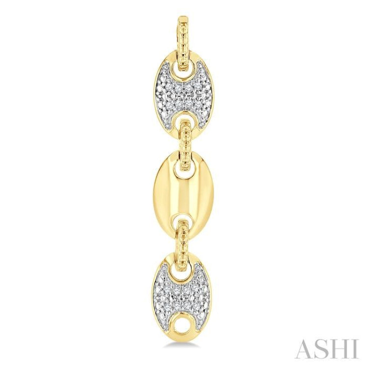 1/10 Ctw Bold Mariner Link Round Cut Diamond Fashion Earring in Yellow Gold Vermeil