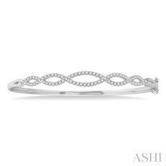 3/4 Ctw Open Infinity Round Cut Diamond Fashion Bangle in 14K White Gold