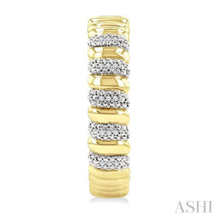 1/10 Ctw Bold Ribbed Swirl Round Cut Diamond Pirouette Fashion Hoop Earrings in Yellow Gold Vermeil