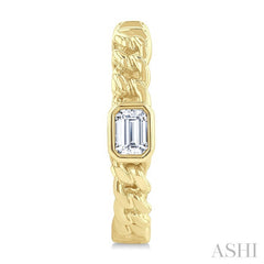 1/3 Ctw Bezel Set Emerald Cut Diamond Curb Link Fashion Hoop Earring in 14K Yellow Gold
