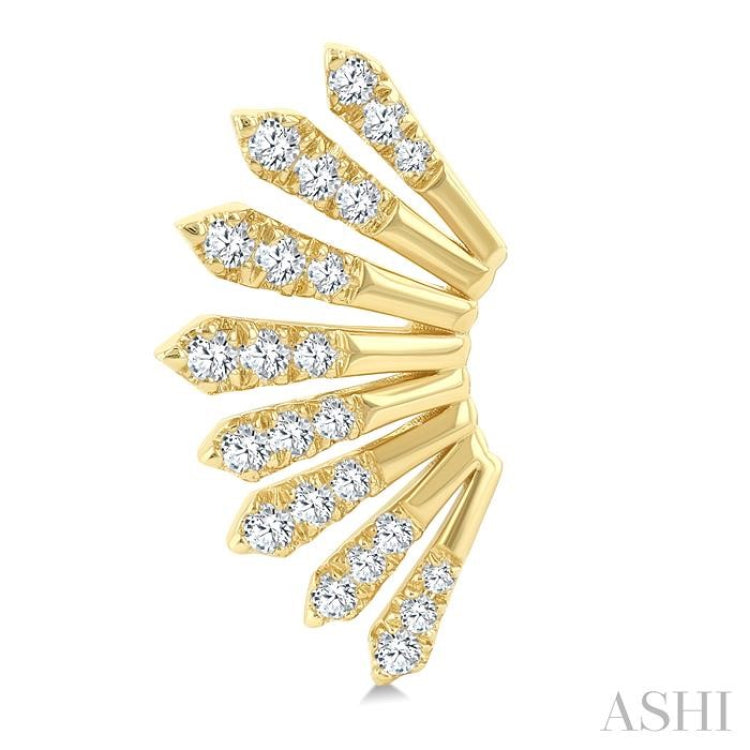 1/3 Ctw Fan-Shaped Round Cut Diamond Fashion Ear Climber in 14K Yellow Gold