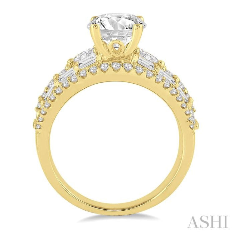 1 1/3 Ctw Diamond Semi-Mount Engagement Ring in 14K Yellow Gold