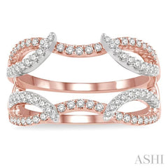1/2 Ctw Branched Arched Center Diamond Insert Ring in 14K Rose and White Gold