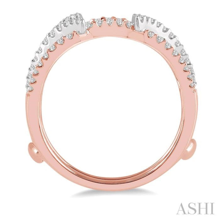 1/2 Ctw Branched Arched Center Diamond Insert Ring in 14K Rose and White Gold