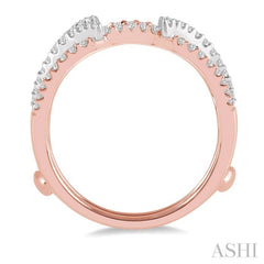 1/2 Ctw Branched Arched Center Diamond Insert Ring in 14K Rose and White Gold