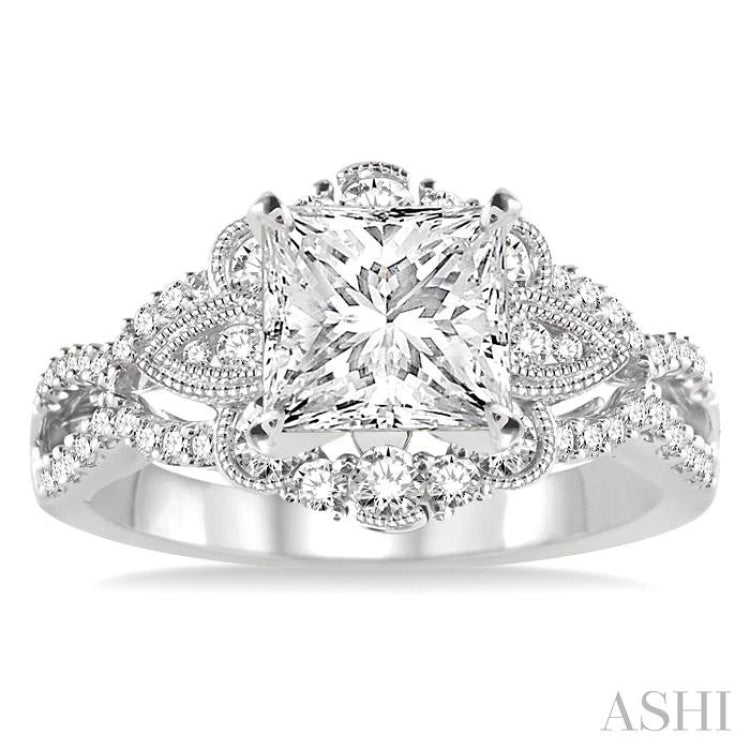 5/8 Ctw Diamond Semi-Mount Engagement Ring in 14K White Gold