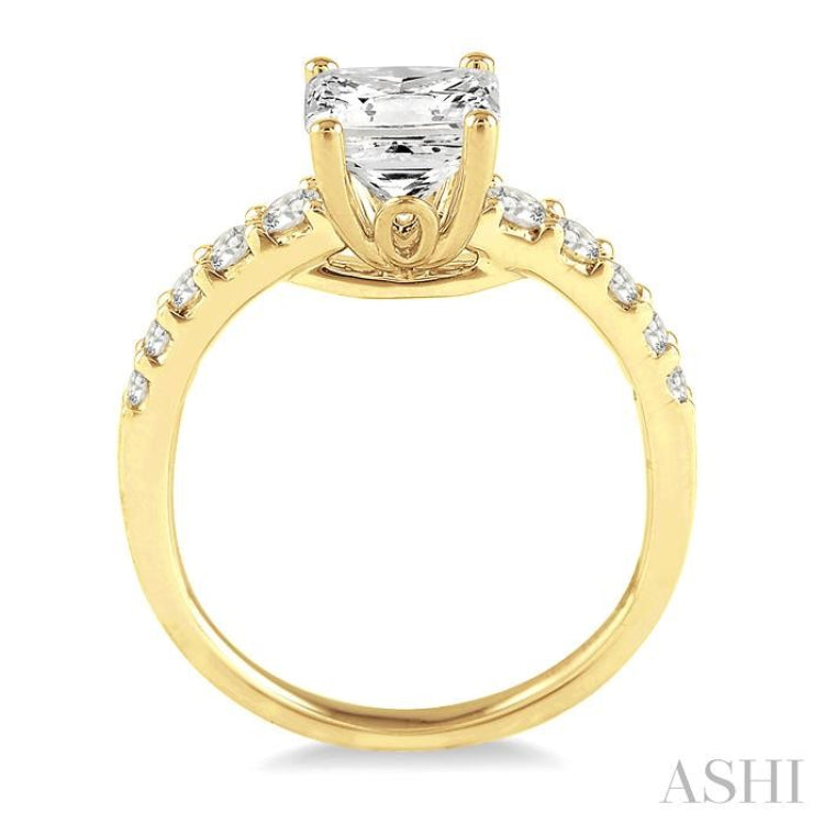 1/3 Ctw Diamond Semi-Mount Engagement Ring in 14K Yellow Gold