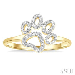 1/20 Ctw Dog Paw Round Cut Diamond Ring in Yellow Gold Vermeil