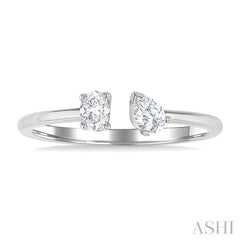 1/3 Ctw Toi Et Moi Oval and Pear Cut Diamond Open Fashion Ring in 14K White Gold