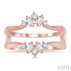 3/8 Ctw Baguette and Round Cut Diamond Insert Ring in 14K Rose Gold