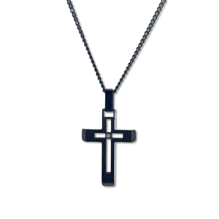 Hollow Center Cross with Diamond Accent