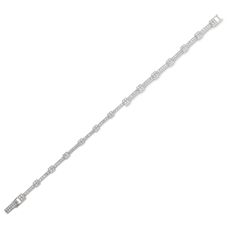 Platinum finish sterling silver micropave bracelet with simulated diamonds 7.25