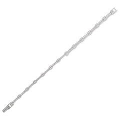 Platinum finish sterling silver micropave bracelet with simulated diamonds 7.25