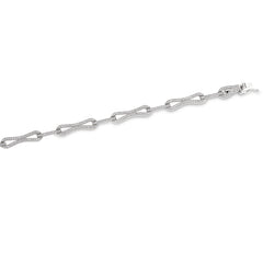 Platinum finish sterling silver micropave 5 linked knots bracelet with simulated diamonds 7.25