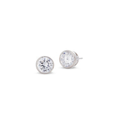 Platinum finish sterling silver martini set 8mm simulated diamond earrings