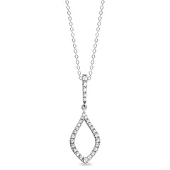 Platinum finish sterling silver micropave drop pendant with simulated diamonds on 18 cable chain
