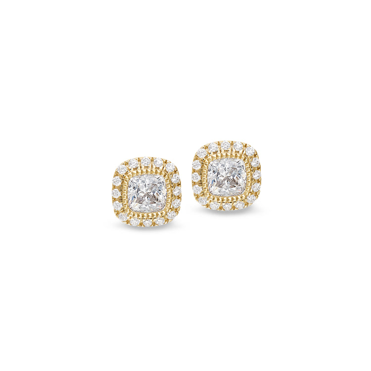 Gold finish sterling silver micropave simulated diamond earrings with simulated diamonds