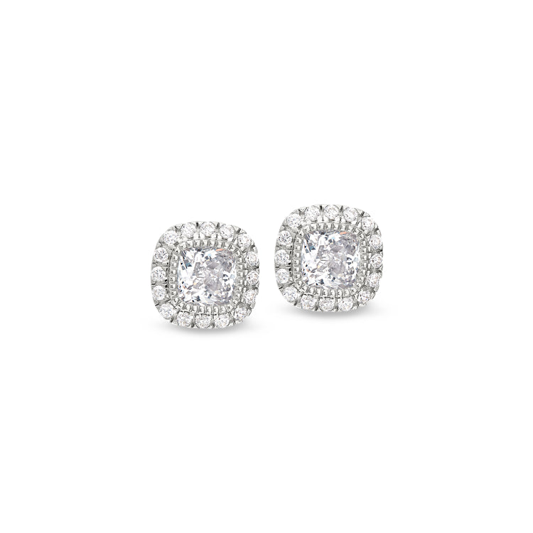 Platinum finish sterling silver micropave simulated diamond earrings with simulated diamonds