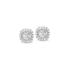 Platinum finish sterling silver micropave simulated diamond earrings with simulated diamonds