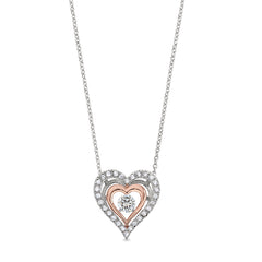 Gold vermeil finish sterling silver micropave dancing stone rose gold finish sterling silver heart necklace on 18 cable chai