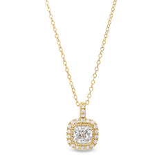 Gold finish sterling silver micropave simulated diamond pendant with simulated diamonds on 18 cable chain