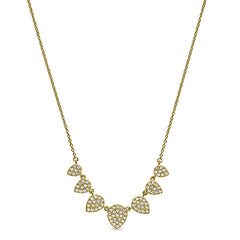 Gold gold vermeil finish sterling silver micropave 7 leaves necklace with simulated diamonds on 16-18 adjustable chain