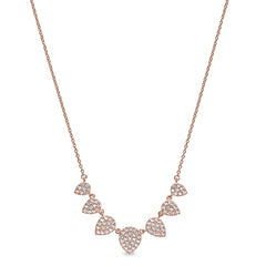 Rose gold gold vermeil finish sterling silver micropave 7 leaves necklace with simulated diamonds on 16-18 adjustable chain