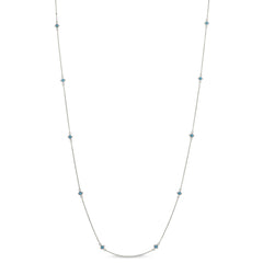 Platinum finish sterling silver 60 turquoise tin cup necklace