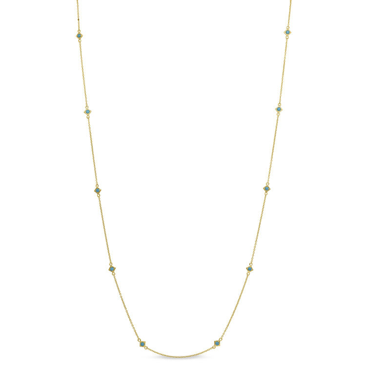 Gold finish sterling silver 60 turquoise tin cup necklace