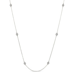 Platinum finish sterling silver micropave 24 tin cup necklace with simulated diamonds