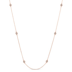 Rose gold finish sterling silver micropave 24 tin cup necklace with simulated diamonds