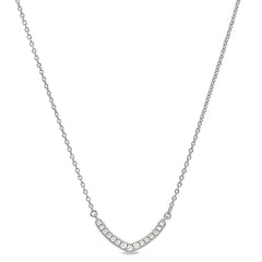 Platinum finish sterling silver micropave v necklace with simulated diamonds on 16-18 adjustable chain