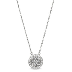 Platinum finish sterling silver micropave inside out necklace with simulated diamonds on 16-18 adjustable chain