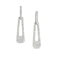 Platinum finish sterling silver micropave door knocker earrings with simulated diamonds