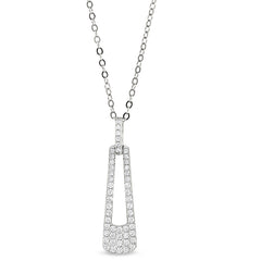 Platinum finish sterling silver micropave door knocker pendant with simulated diamonds on 18 chain