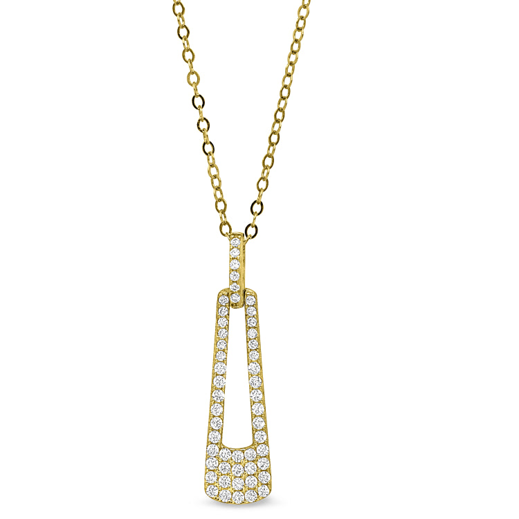 Gold finish sterling silver micropave door knocker pendant with simulated diamonds on 18 chain