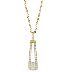 Gold finish sterling silver micropave door knocker pendant with simulated diamonds on 18 chain