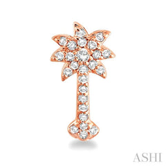 1/4 Ctw Round Cut Diamond Palm Tree Earrings in 14K Rose Gold