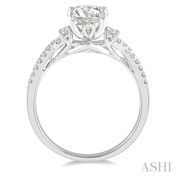 1/3 Ctw Intercrossed Semi-Mount Round Cut Diamond Engagement Ring in 14K White Gold